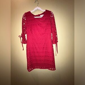 Red wine sheath lace dress pre owned